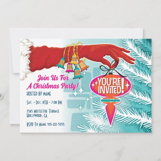 Rode Kersthandschoen Party uitnodiging (Voorkant)