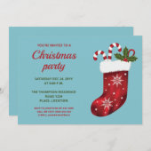 Rode kerstinslag op blauw kerstfeest kaart (Voorkant / Achterkant)