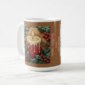 Rode kerstkaars koffiemok (Voorkant links)