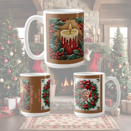 Rode kerstkaars koffiemok