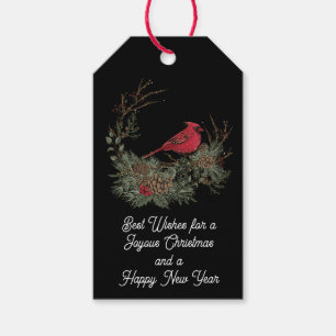 Rode kerstkardinaal en witte Labels Cadeaulabel