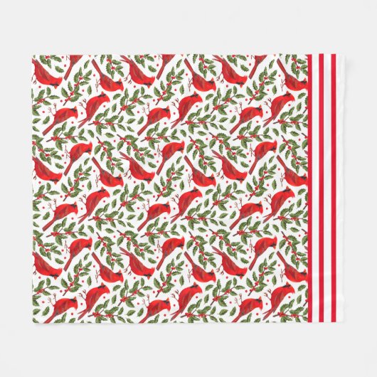 Rode kerstkardinalen fleece deken (Voorkant (Horizontaal))