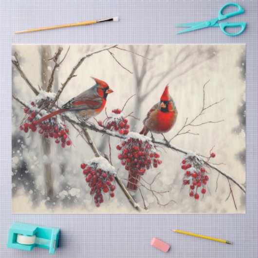 Rode kerstkardinalen tissuepapier (Craft)