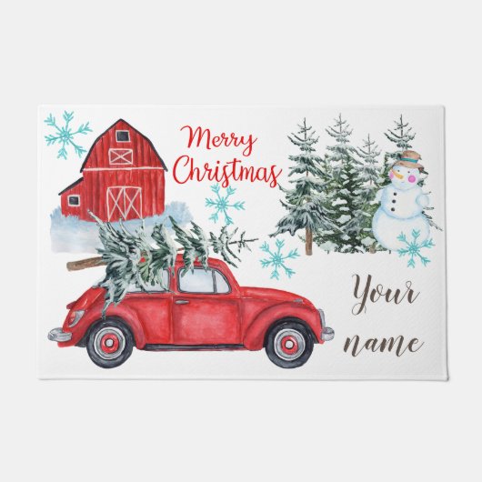 Rode kerstklep deurmat (Voorkant)