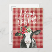 Rode kerstKoe Feestdagenkaart (Voorkant / Achterkant)