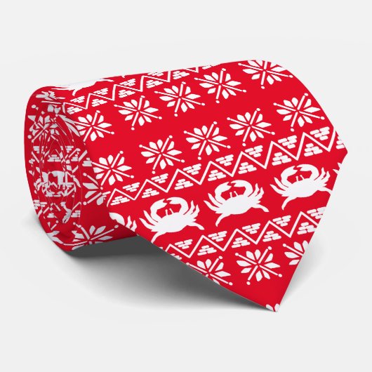 Rode kerstkrab stropdas (Opgerold)