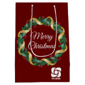 Rode Kerstkrans Custom Company Logo Party Medium Cadeauzakje (Achterkant)