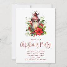 Rode Kerstlantaarn Poinsettia en Dennenthemafeest