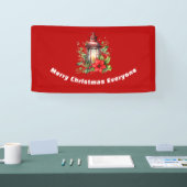 Rode Kerstlantaarn Poinsettia en Pine Spandoek (Beurs)