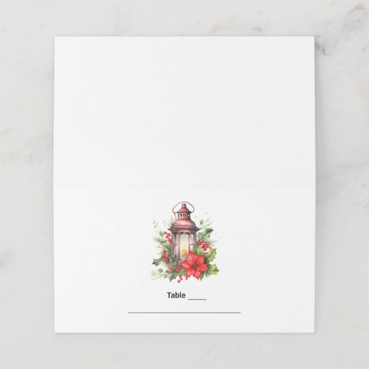 Rode Kerstlantaarn Poinsettia en Pine Table (Buitenkant ongevouwen)