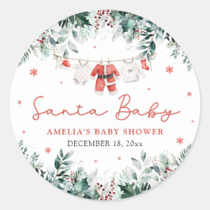 Rode Kerstman Baby Kerst Baby Kleren Baby Shower Ronde Sticker
