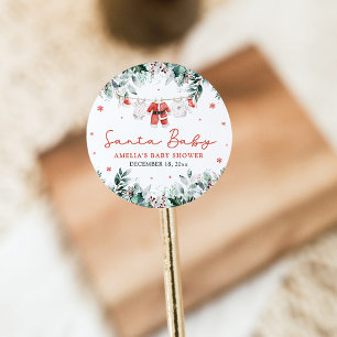 Rode Kerstman Baby Kerst Baby Kleren Baby Shower Ronde Sticker