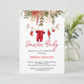 Rode kerstman baby kerst baby shower kaart (Staand voorkant)