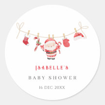 Rode Kerstman Baby Kerst Baby Shower Stickers