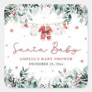 Rode Kerstman Baby Kerstmis Baby Kleding Baby show Vierkante Sticker