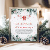 Rode Kerstman Baby shower Late Night Luiers Poster