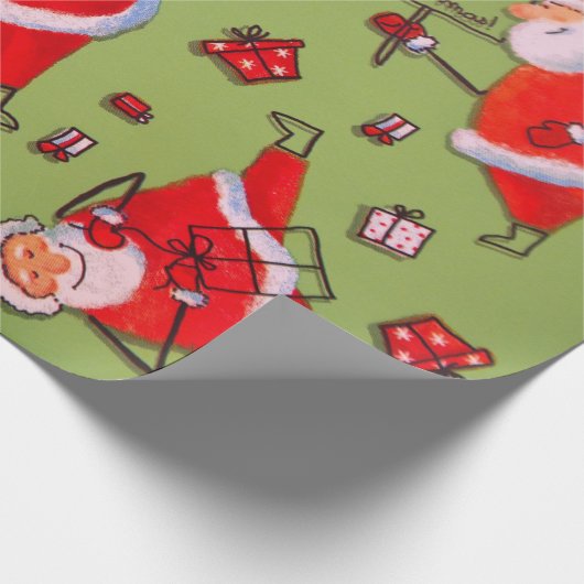  rode kerstman cadeaupapier (Hoek)