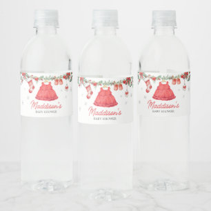 Rode Kerstman Feestelijke Baby shower Waterfles Etiket