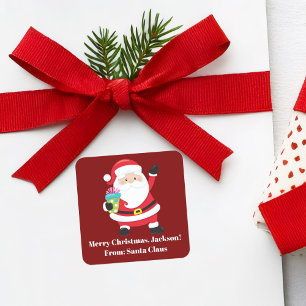 Rode Kerstman Gepersonaliseerd Kinder kerst Vierkante Sticker