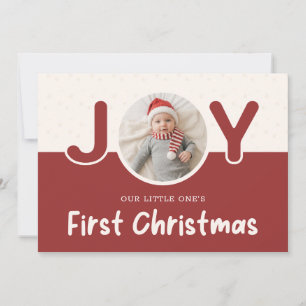 Rode Kerstman Hoed Foto Baby's Eerste Kerstmis Feestdagenkaart