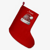 Rode Kerstman Hoed Kerstvakantie Stocking Grote Kerstsok (Voorkant (Hangend))