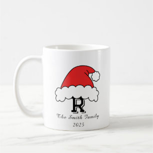 Rode Kerstman Hoed Monogram Familie Kerstmis Koffiemok