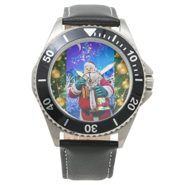Rode Kerstman in de winter eWatch Horloge (Voorkant)