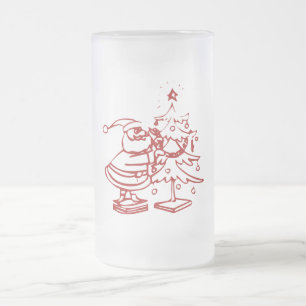 rode kerstman in kerstboom matglas bierpul