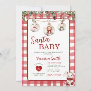 Rode Kerstman Olifant Baby Shower Kerstmis Kaart