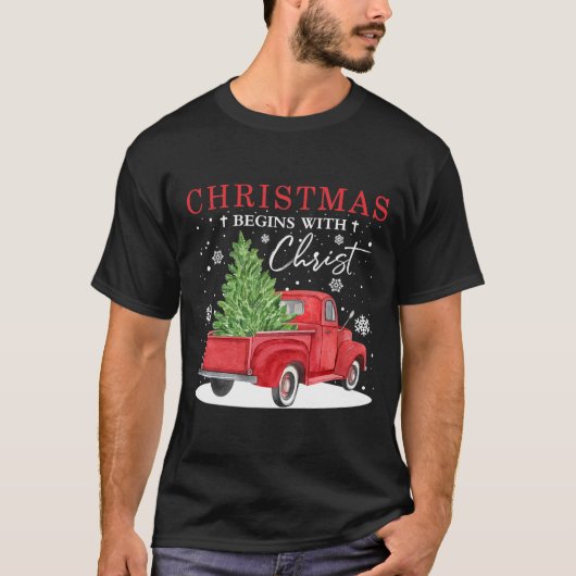  Rode Kerstmis begint met Christus T-shirt (Voorkant)
