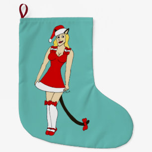 Rode Kerstmis catgirl Grote Kerstsok