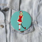 Rode Kerstmis catgirl Ronde Button 4,0 Cm (In situ)