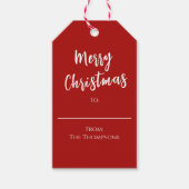 Rode Kerstmis Eenvoudig Script Aangepast Cadeaulabel (Voorkant)