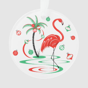 Rode Kerstmis Flamingo Baubles acrylbolronde Ornament