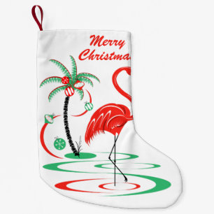 Rode Kerstmis Flamingo Merry Kerstmis twee kanten Kleine Kerstsok