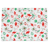 Rode Kerstmis Flamingo Multi geschenkzak groot Groot Cadeauzakje (Voorkant)