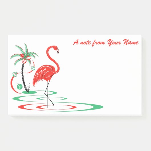 Rode Kerstmis Flamingo Tekst landschap groot Post-it® Notes (Voorkant)
