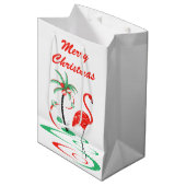 Rode Kerstmis Flamingo Vrolijke Kerstmis medium Medium Cadeauzakje (Voorkant Gekanteld)