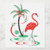 Rode Kerstmis Flamingo wijnetiket Wijn Etiket (Enkel label)