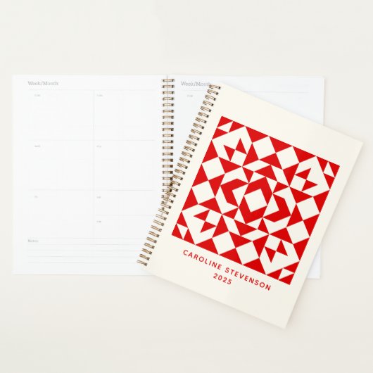  Rode Kerstmis Geometrische quilt op maat Planner (Display)