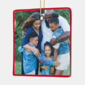 Rode Kerstmis Groene fotowensen Keramisch Ornament (Links)