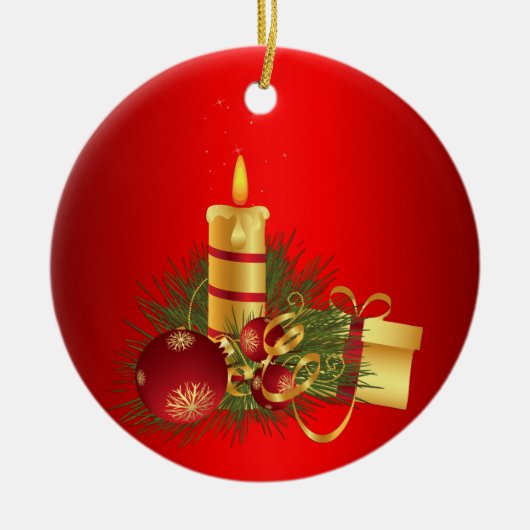 Rode Kerstmis Keramisch Ornament (Voorkant)