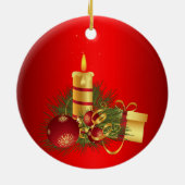 Rode Kerstmis Keramisch Ornament (Achterkant)