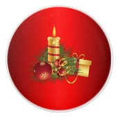 Rode Kerstmis Keramische Knop (Voorkant)