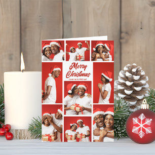 Rode Kerstmis Koppel Fotocollage 2025 Feestdagen Kaart