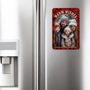 Rode Kerstmis Poinsettia Aangepaste Foto Magneet