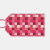 Rode Kerstmis Sparkle Checkered Gift Label Cadeaulabel (Achterkant Horizontaal)
