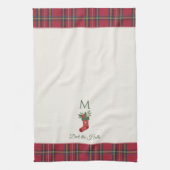 Rode Kerstmis Stocking Custom Monogram Kerstmis Theedoek (Verticaal)