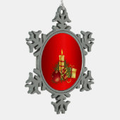 Rode Kerstmis Tin Sneeuwvlok Ornament (Links)