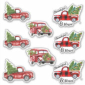 Rode Kerstmis Vrachtwagen Stickers (Voorkant)